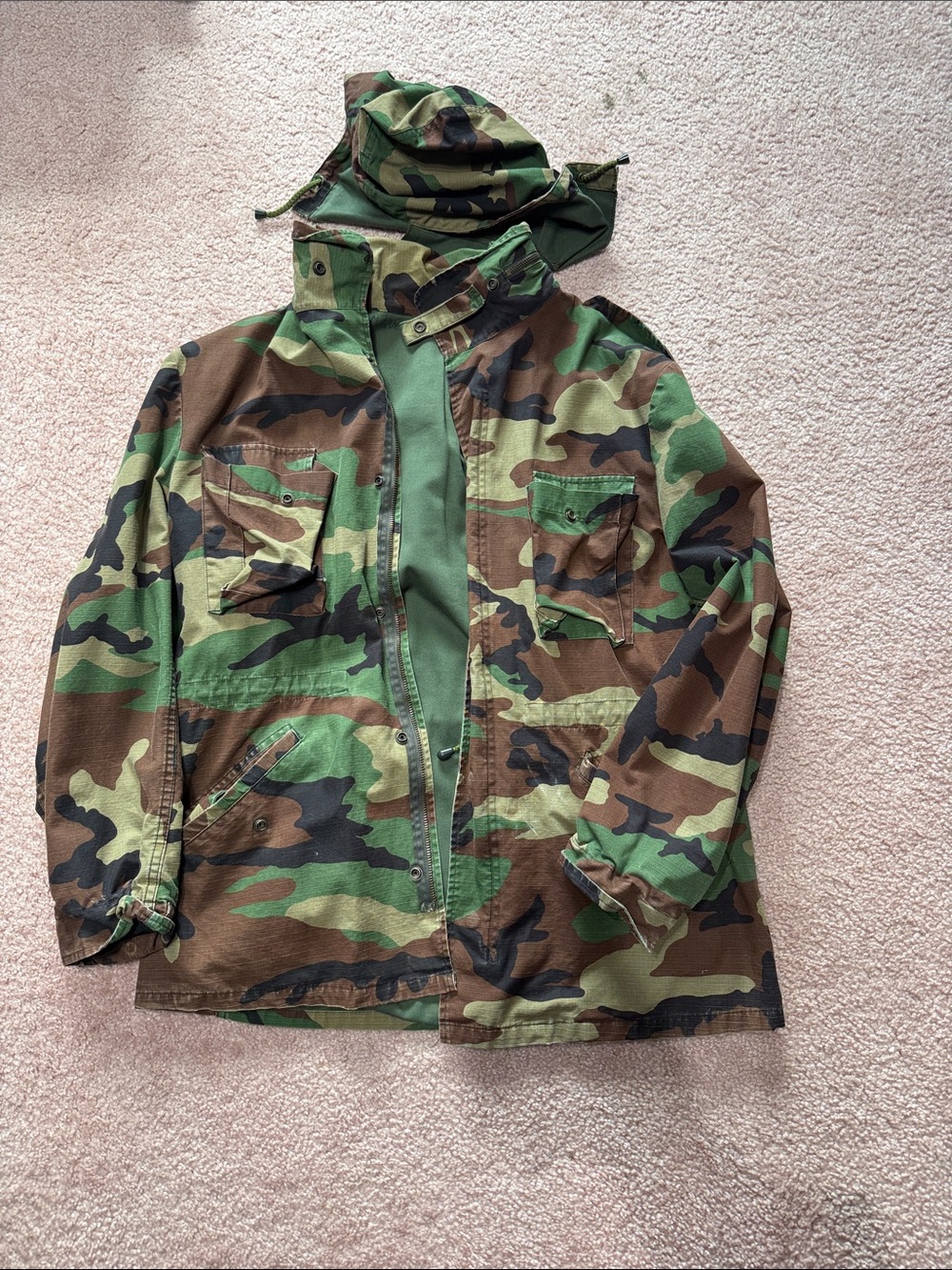 Camo Hooded Military-Style Jacket - Green/Brown/Black